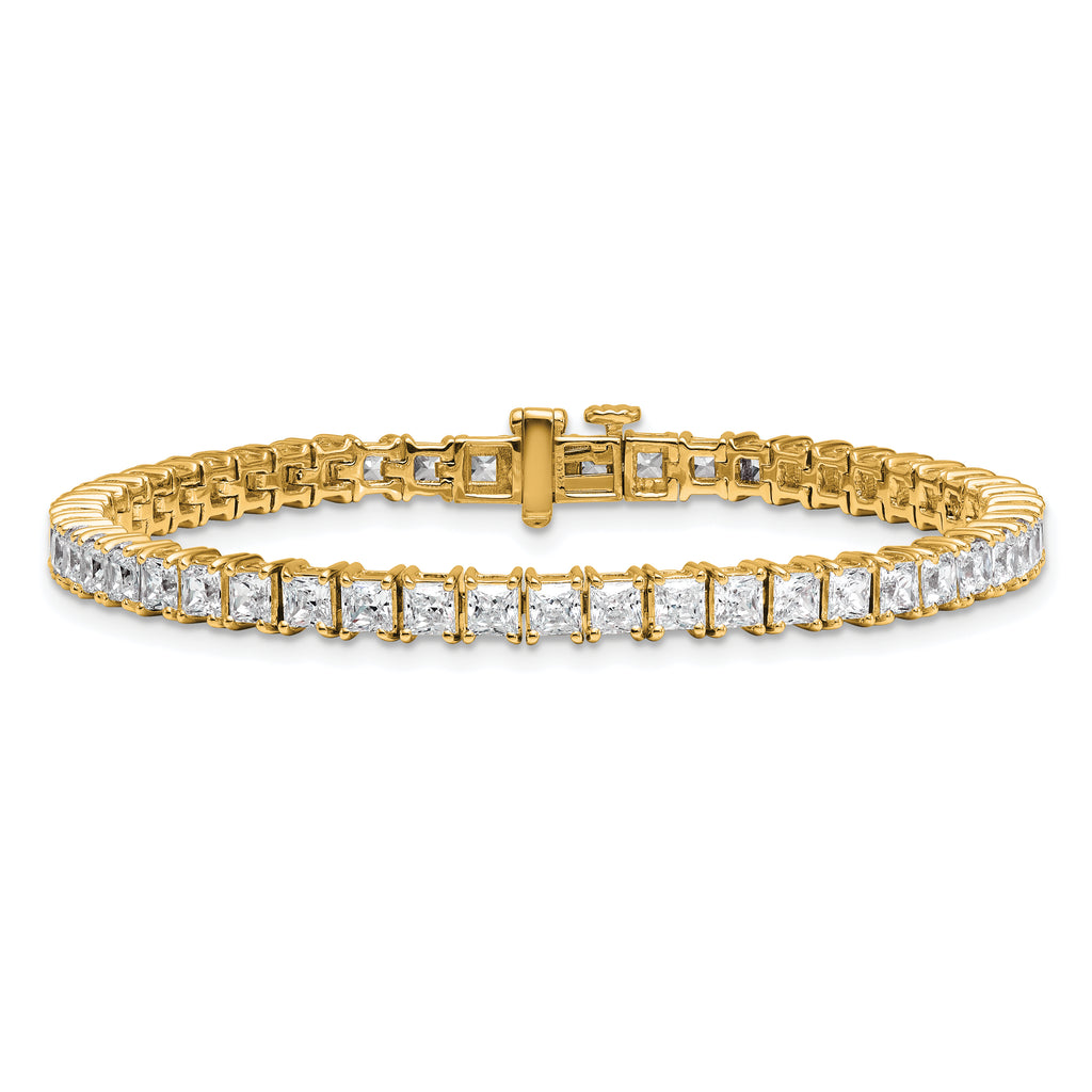 14k 10 carat Lab Grown Diamond VS+ F+ Complete Princess Prong Set Tennis Bracelet - Sophia Jewelers