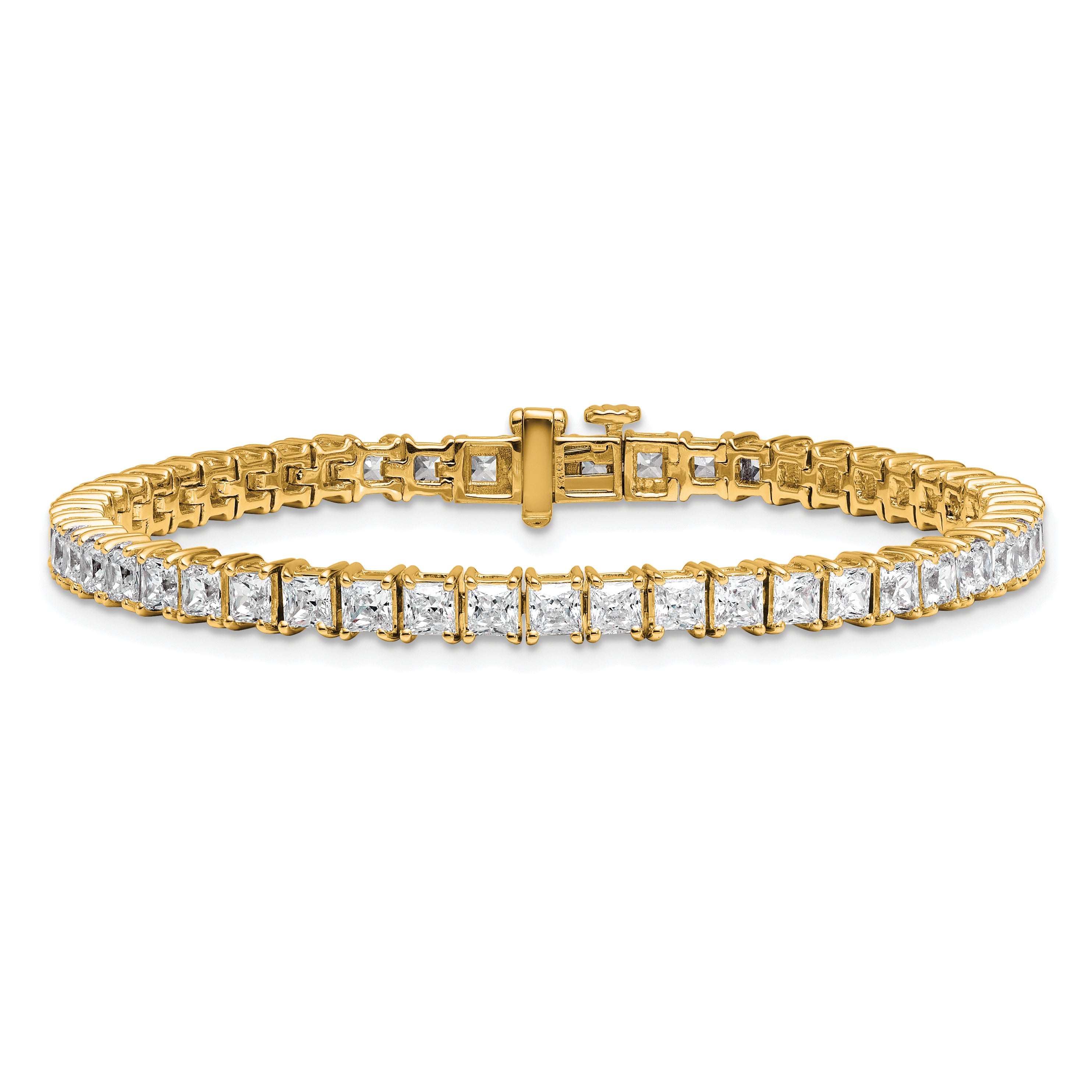 14k 10 carat Lab Grown Diamond VS+ F+ Complete Princess Prong Set Tennis Bracelet - Sophia Jewelers