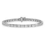 14k White Gold 5 carat Lab Grown Diamond VS/SI+ G+ Complete Princess Bezel Set Tennis Bracelet - Sophia Jewelers