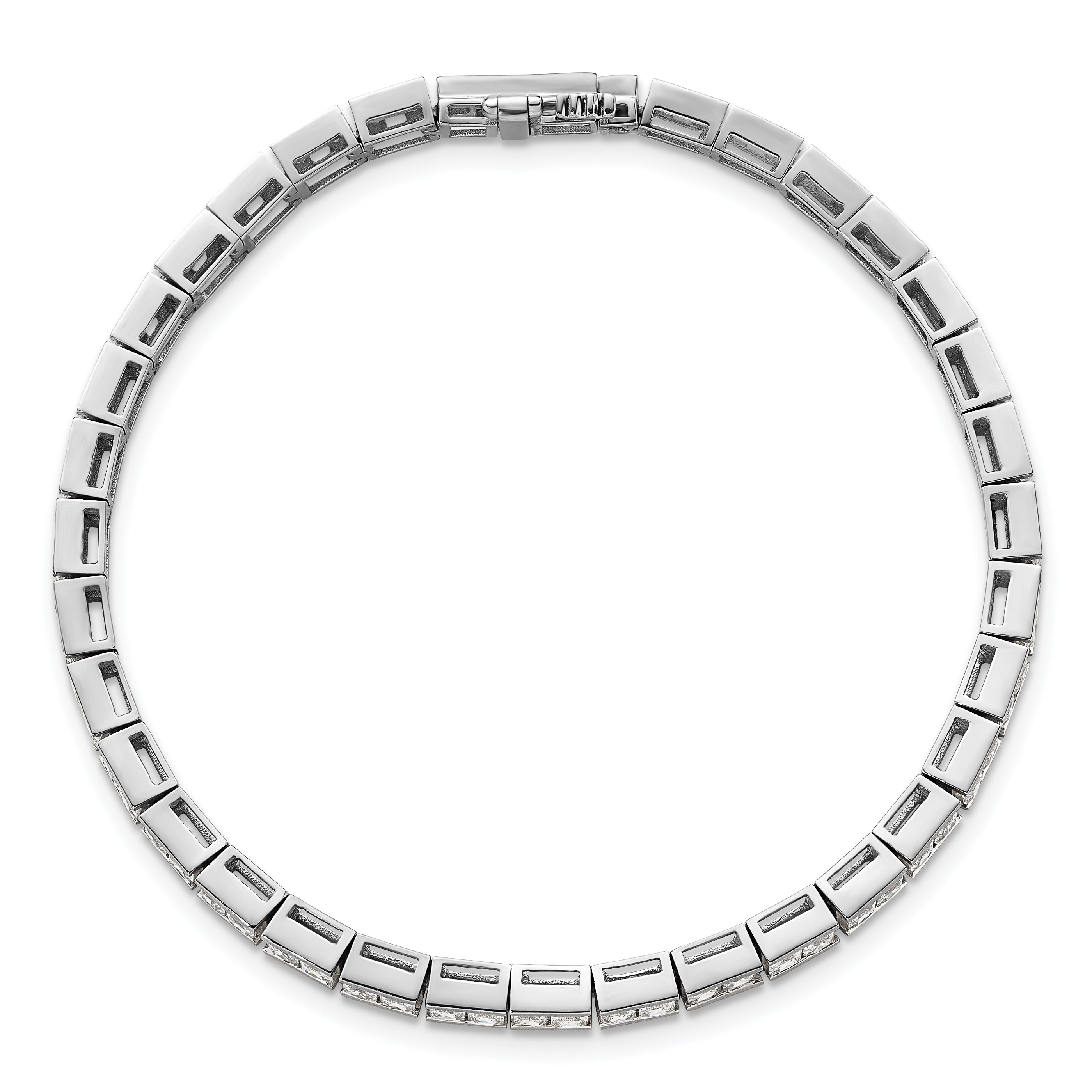 14k White Gold 5 carat Lab Grown Diamond VS+ F+ Complete Princess Bezel Set Tennis Bracelet Secondary image