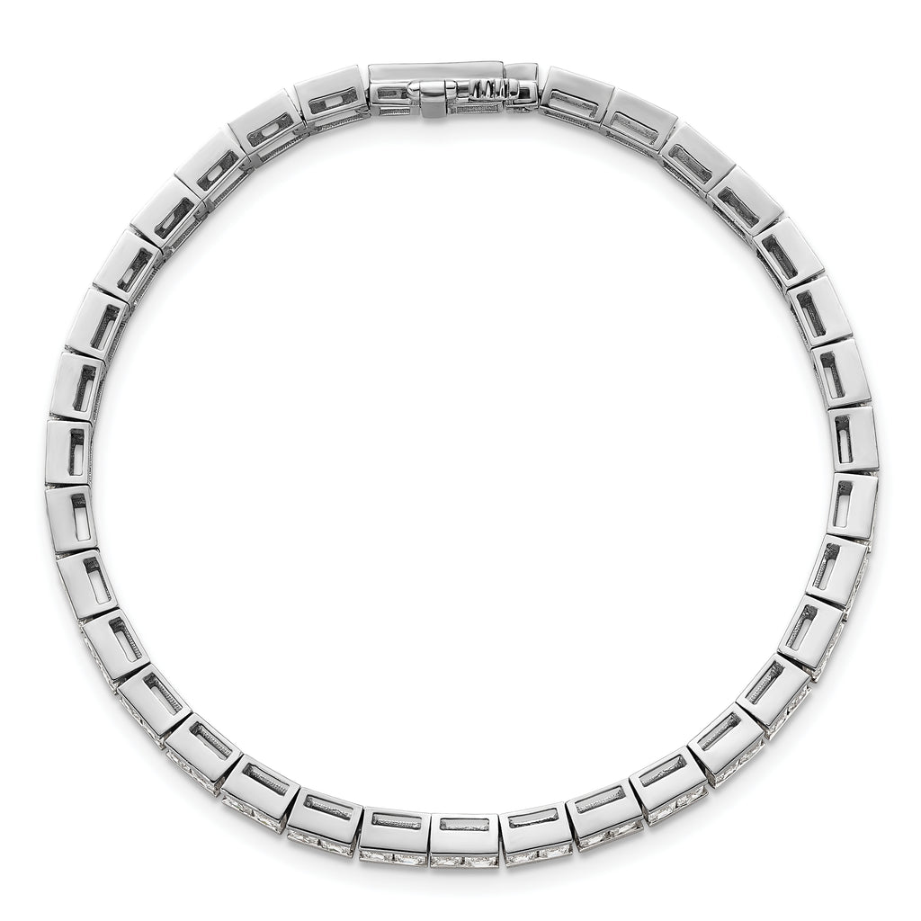 14k White Gold 5 carat Lab Grown Diamond VS+ F+ Complete Princess Bezel Set Tennis Bracelet - Sophia Jewelers