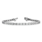 14k White Gold 5 carat Lab Grown Diamond VS+ F+ Complete Princess Bezel Set Tennis Bracelet - Sophia Jewelers