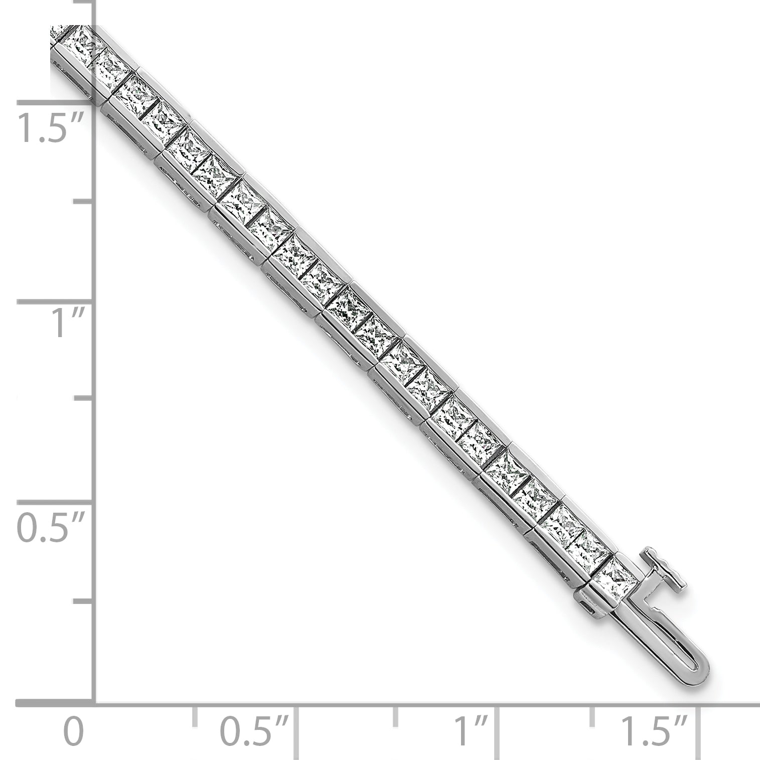 14k White Gold 5 carat Lab Grown Diamond VS/SI+ G+ Complete Princess Bezel Set Tennis Bracelet - Sophia Jewelers