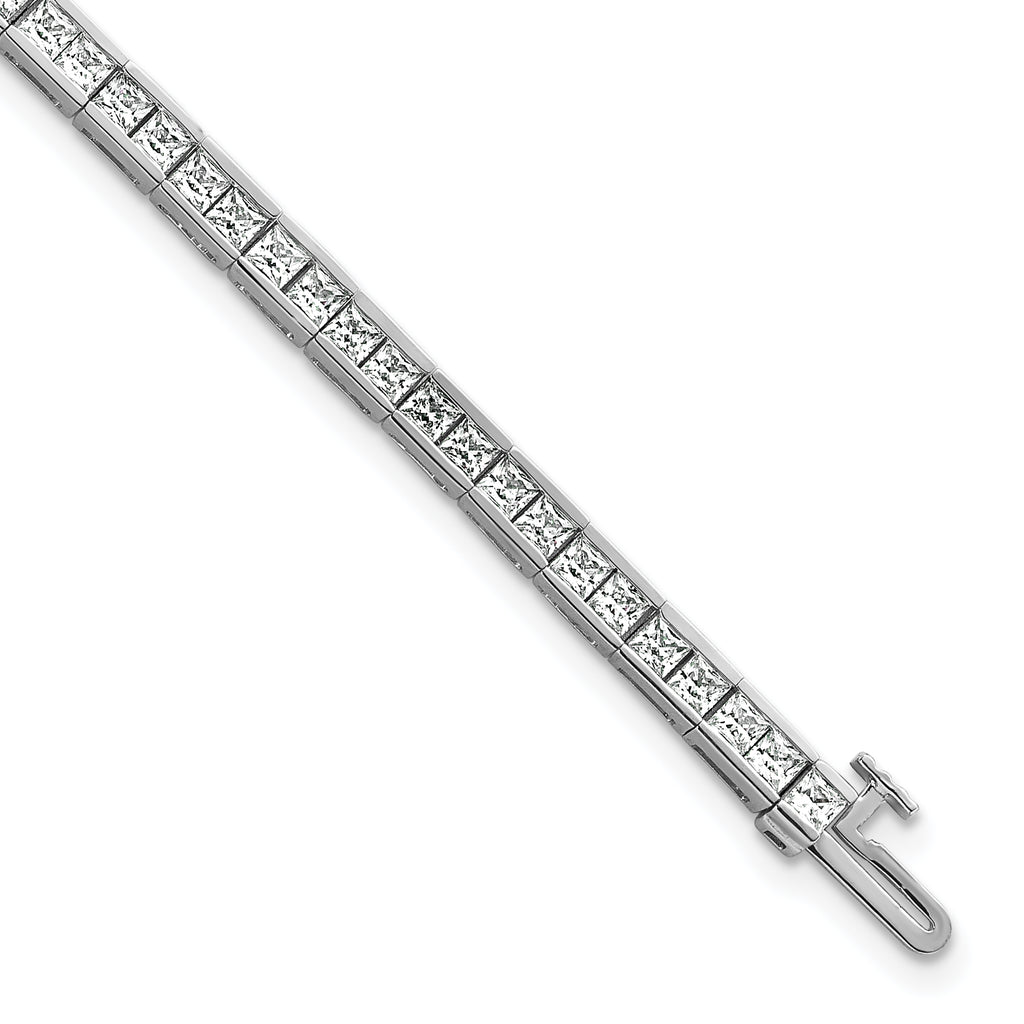 14k White Gold 5 carat Lab Grown Diamond VS/SI+ G+ Complete Princess Bezel Set Tennis Bracelet - Sophia Jewelers