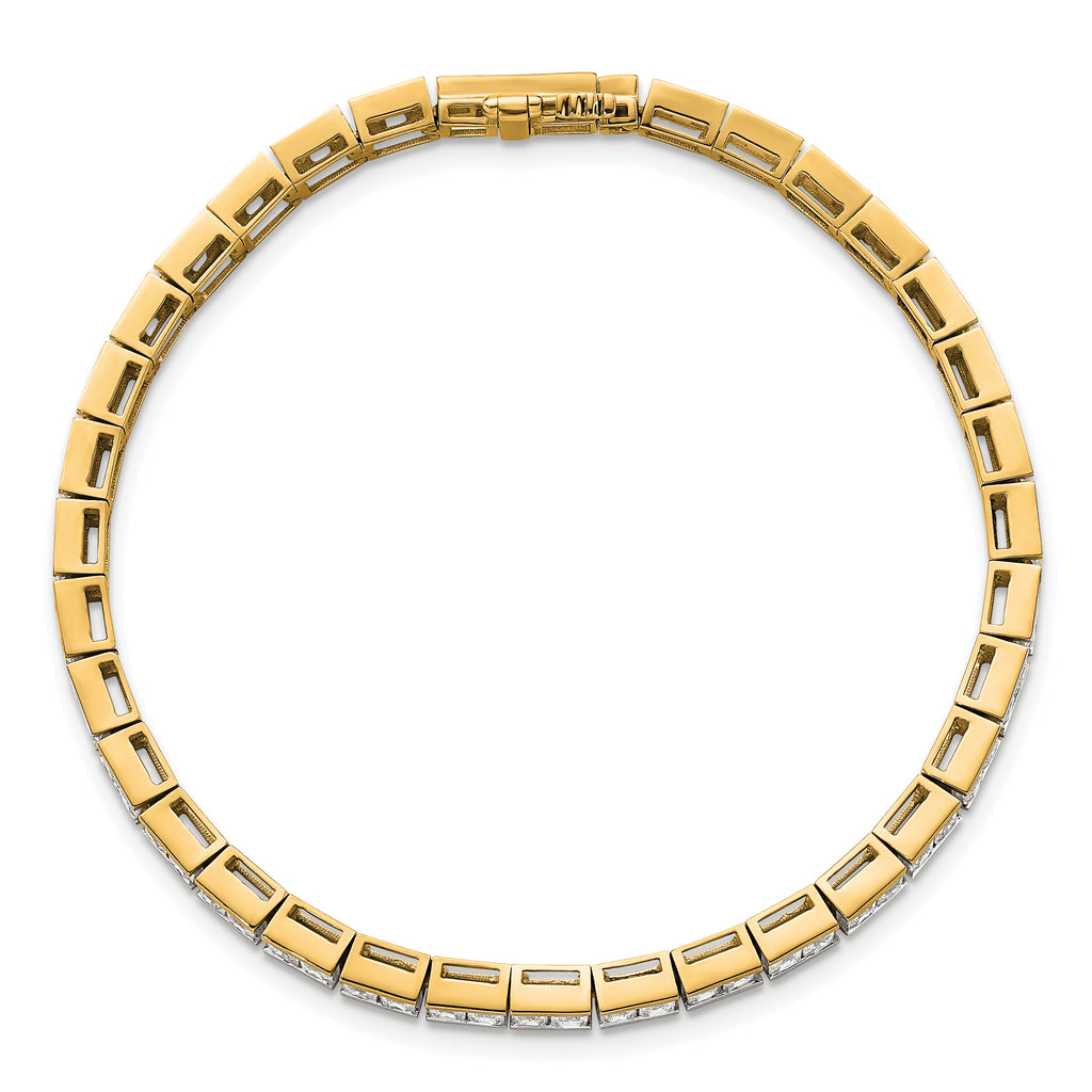 14k 5 carat Lab Grown Diamond VS+ F+ Complete Princess Bezel Set Tennis Bracelet - Sophia Jewelers