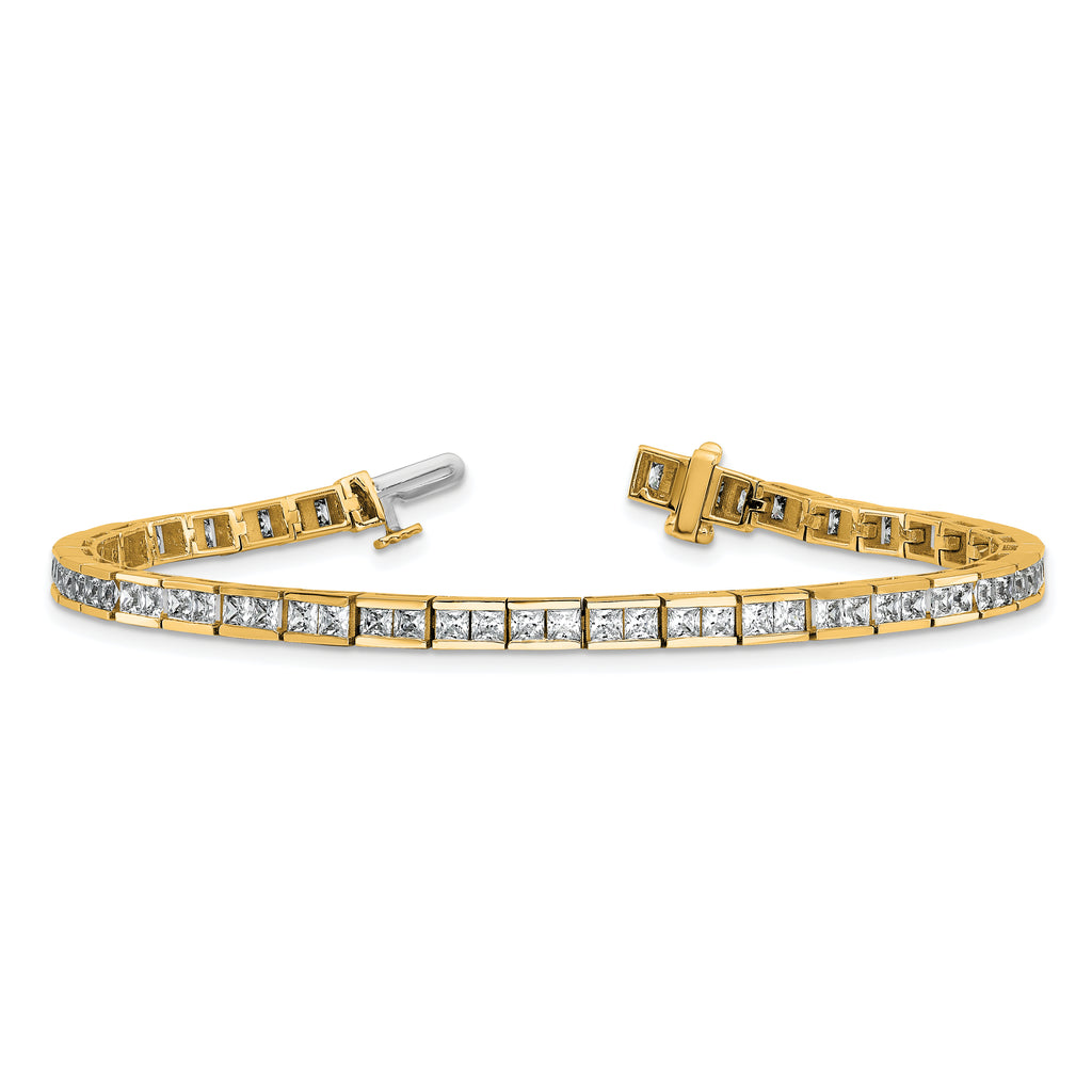 14k 5 carat Lab Grown Diamond VS+ F+ Complete Princess Bezel Set Tennis Bracelet - Sophia Jewelers