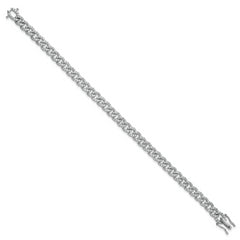 14K White Gold Polished Complete 2.6 carat Diamond Fancy Curb Link 7 inch Bracelet