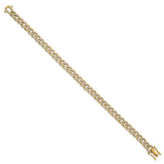 14K Polished Complete 2.6 carat Diamond Fancy Curb Link 7 inch Bracelet