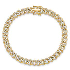 14K Polished Complete 2.6 carat Diamond Fancy Curb Link 7 inch Bracelet