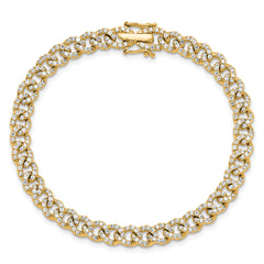 14K Polished Complete 2.6 carat Diamond Fancy Curb Link 7 inch Bracelet