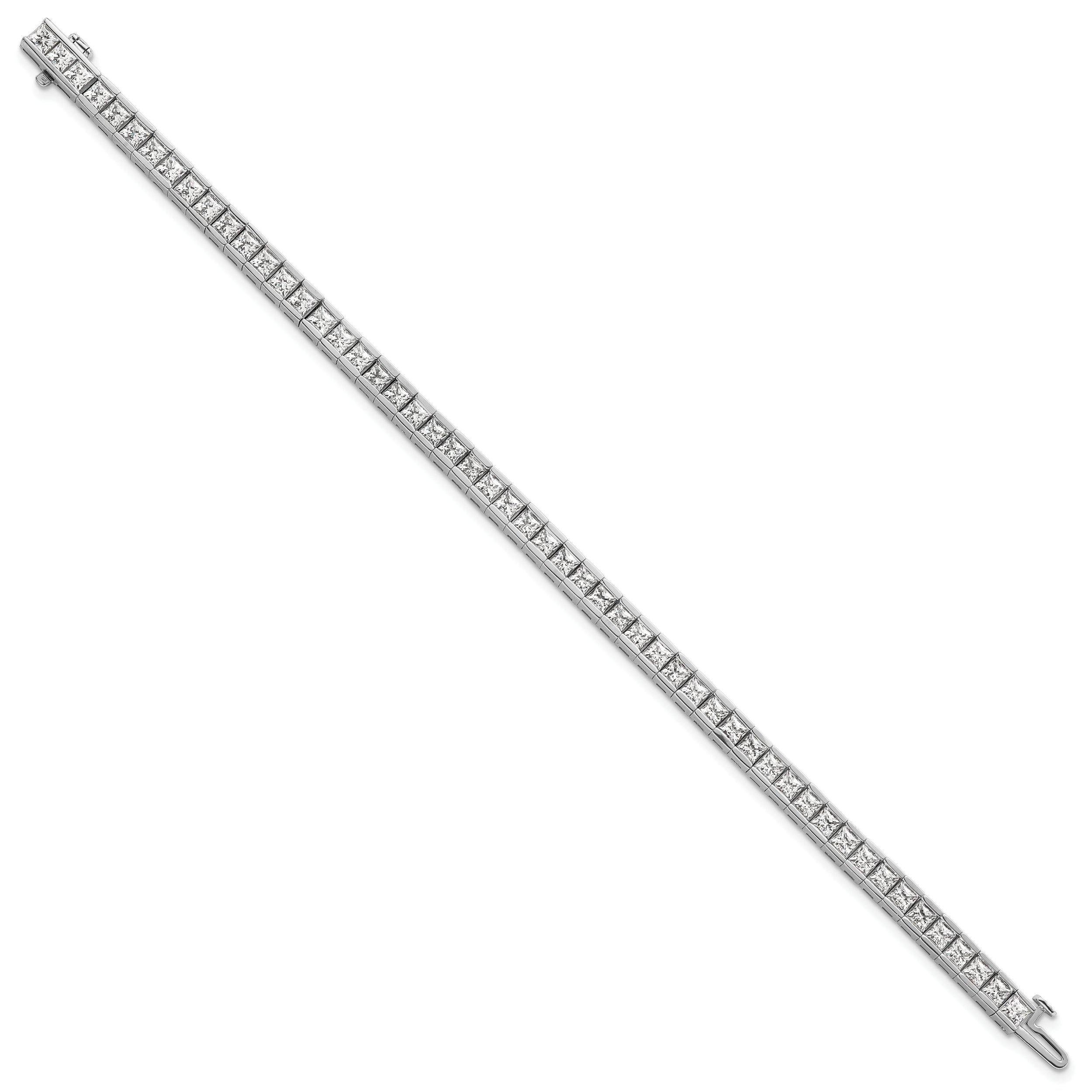 14k White Gold 10 carat Lab Grown Diamond VS/SI+ G+ Complete Princess Bezel Set Tennis Bracelet