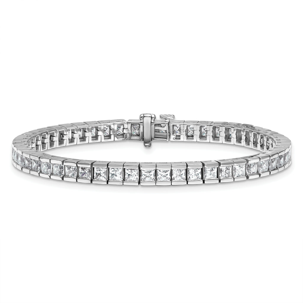 14k White Gold 10 carat Lab Grown Diamond VS/SI+ G+ Complete Princess Bezel Set Tennis Bracelet
