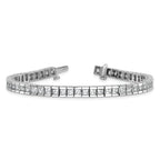 14k White Gold 10 carat Lab Grown Diamond VS/SI+ G+ Complete Princess Bezel Set Tennis Bracelet