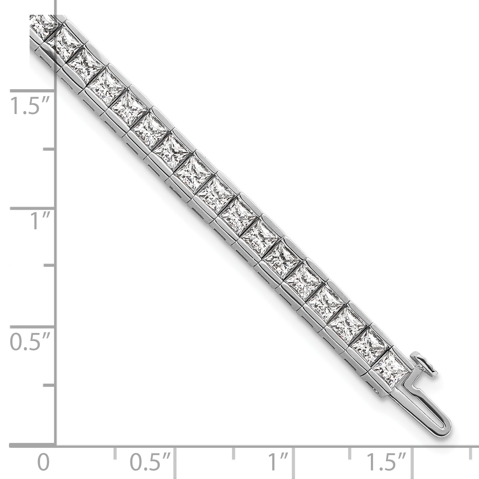 14k White Gold 10 carat Lab Grown Diamond VS/SI+ G+ Complete Princess Bezel Set Tennis Bracelet