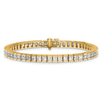 14k 10 carat Lab Grown Diamond VS+ F+ Complete Princess Bezel Set Tennis Bracelet