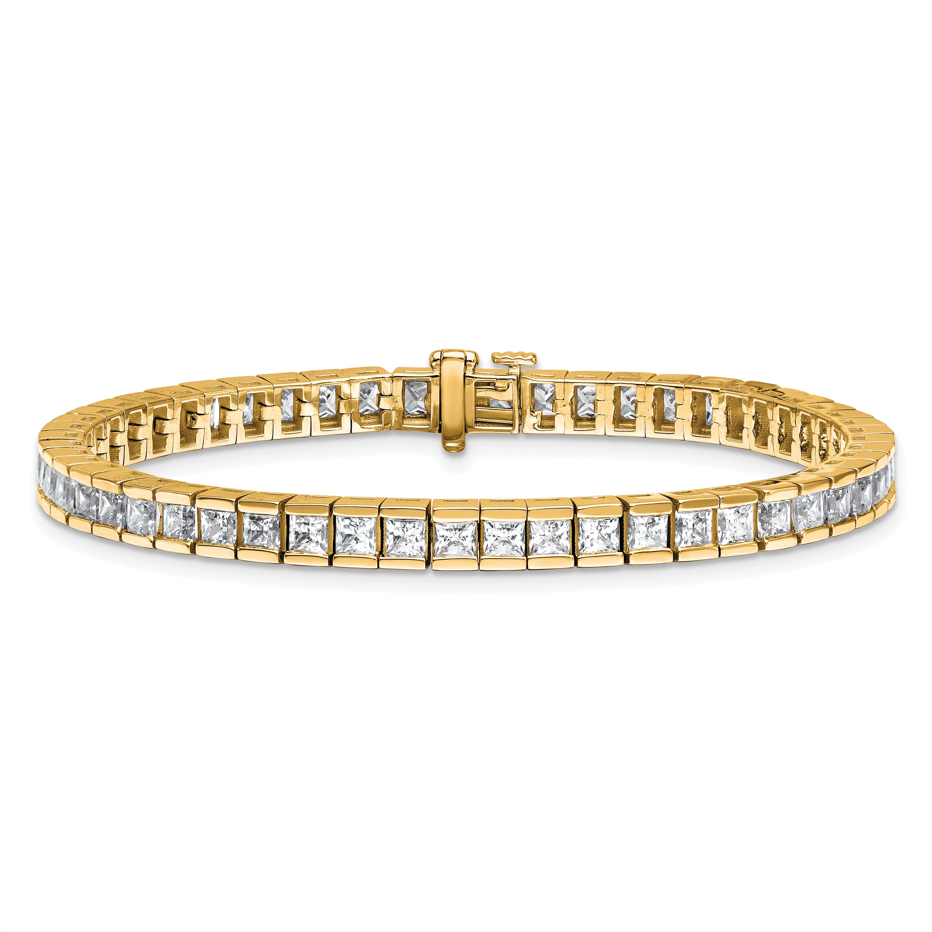 14k 10 carat Lab Grown Diamond VS+ F+ Complete Princess Bezel Set Tennis Bracelet