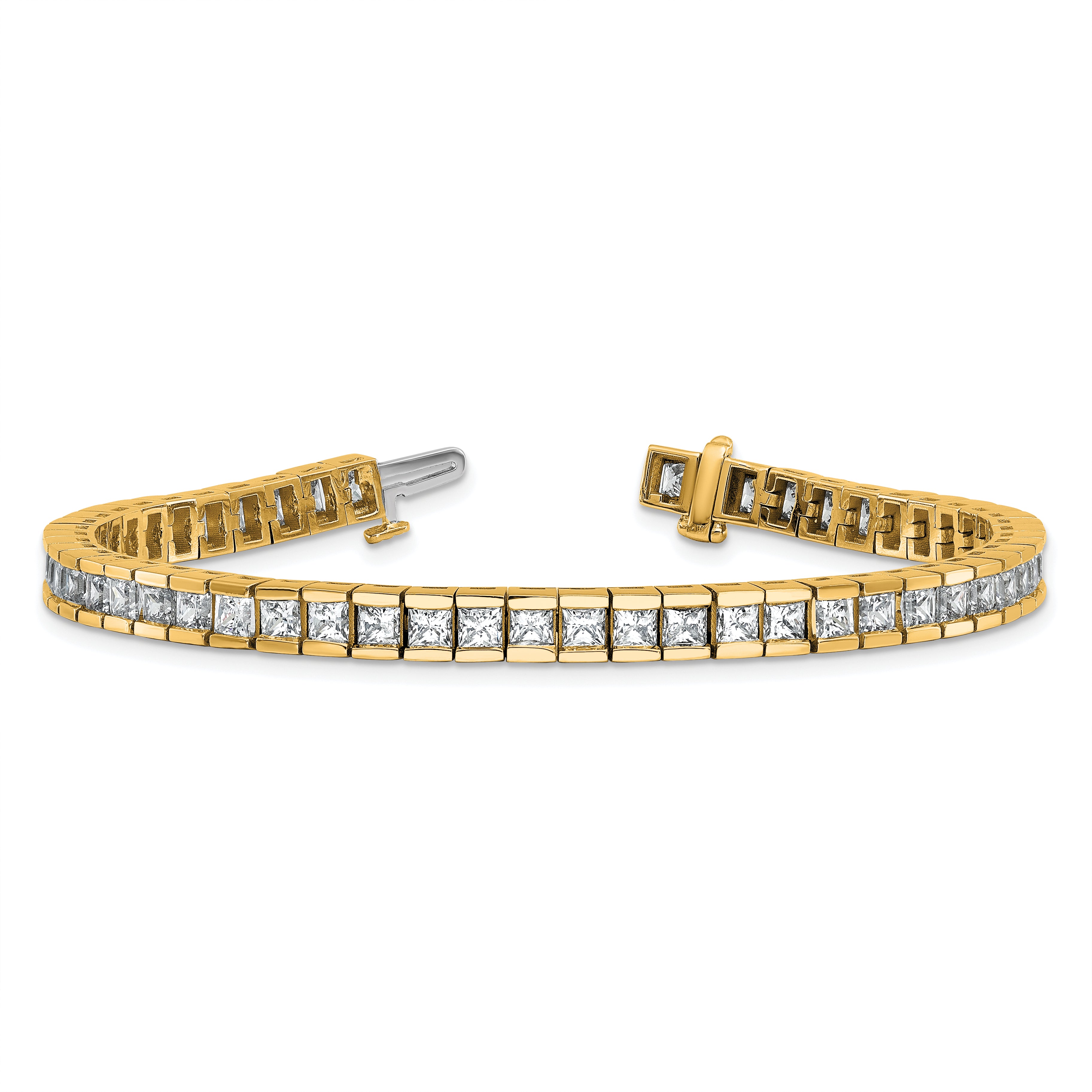 14k 10 carat Lab Grown Diamond VS+ F+ Complete Princess Bezel Set Tennis Bracelet