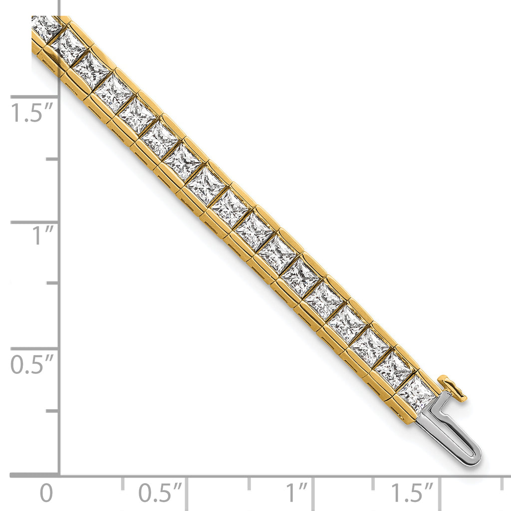 14k 10 carat Lab Grown Diamond VS+ F+ Complete Princess Bezel Set Tennis Bracelet