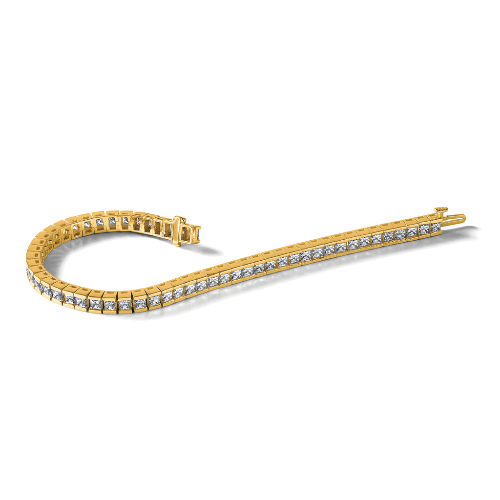 14k 10 carat Lab Grown Diamond VS/SI+ G+ Complete Princess Bezel Set Tennis Bracelet - Sophia Jewelers