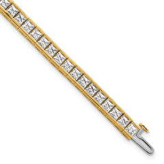 14k 10 carat Lab Grown Diamond VS+ F+ Complete Princess Bezel Set Tennis Bracelet