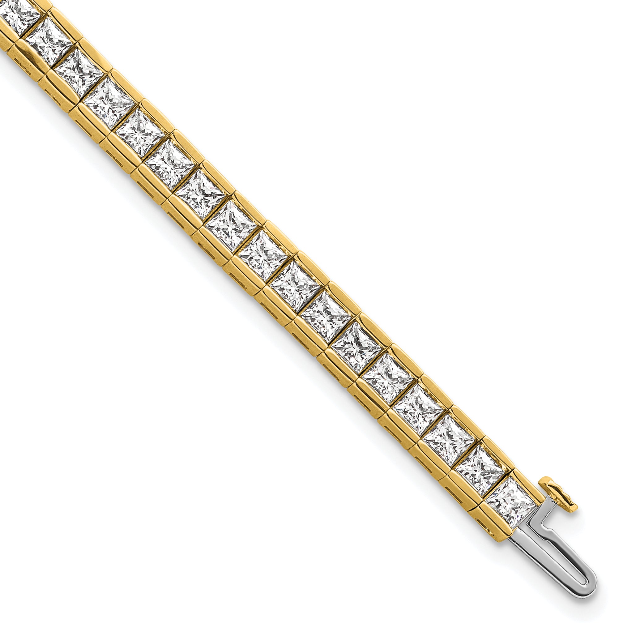 14k 10 carat Lab Grown Diamond VS/SI+ G+ Complete Princess Bezel Set Tennis Bracelet - Sophia Jewelers