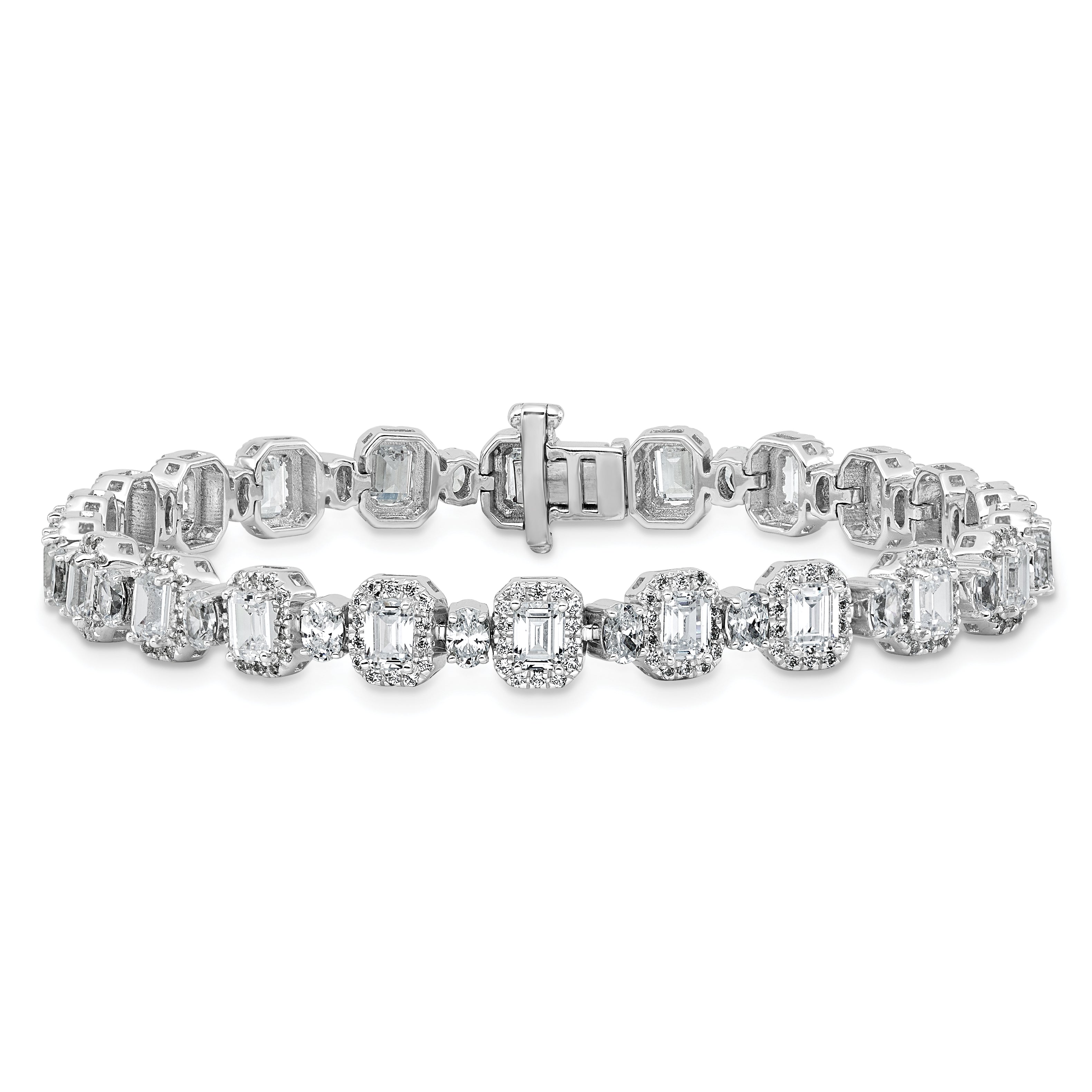14k White Gold 8 carat Lab Grown Diamond VS+ F+ Complete Fashion Tennis Bracelet