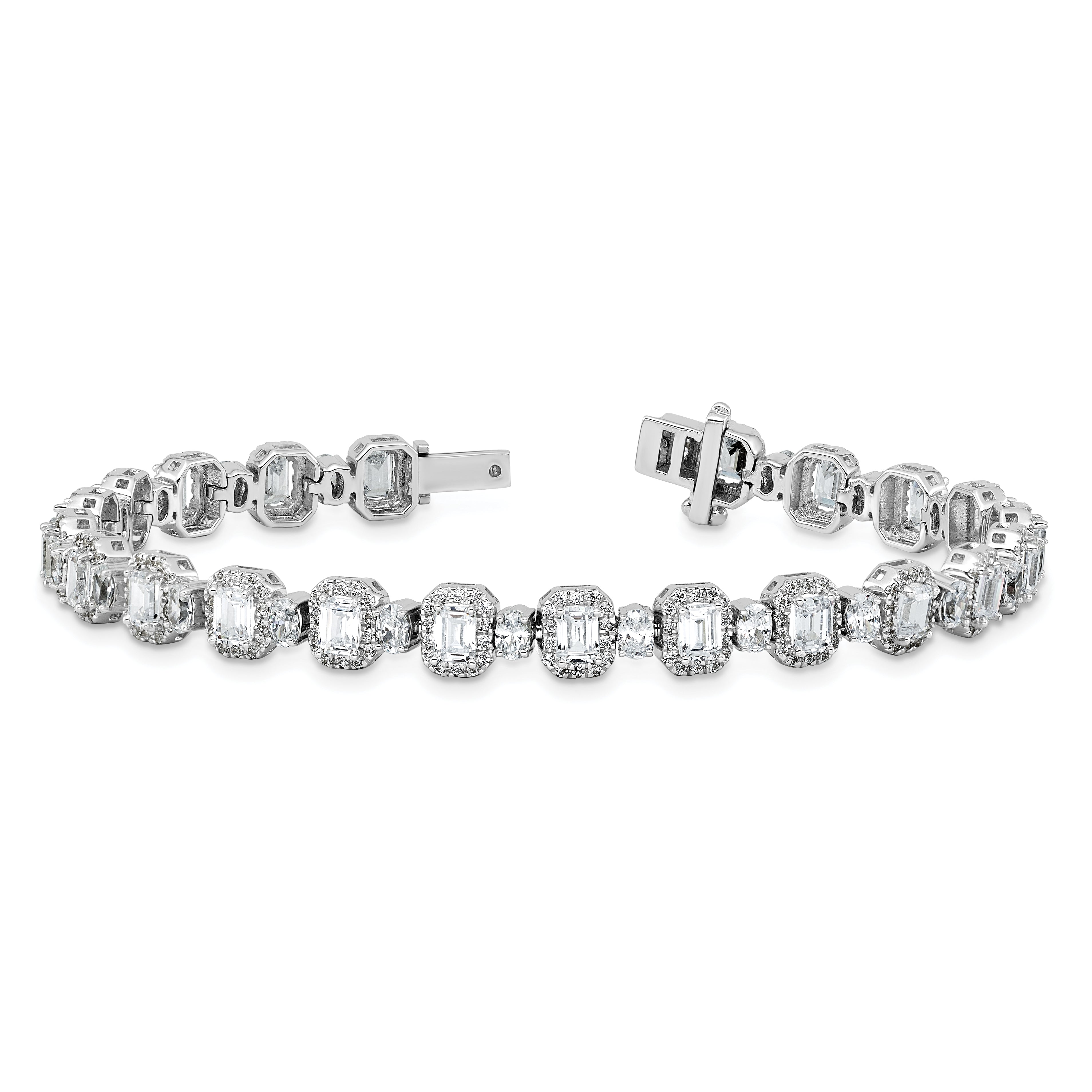 14k White Gold 8 carat Lab Grown Diamond VS+ F+ Complete Fashion Tennis Bracelet