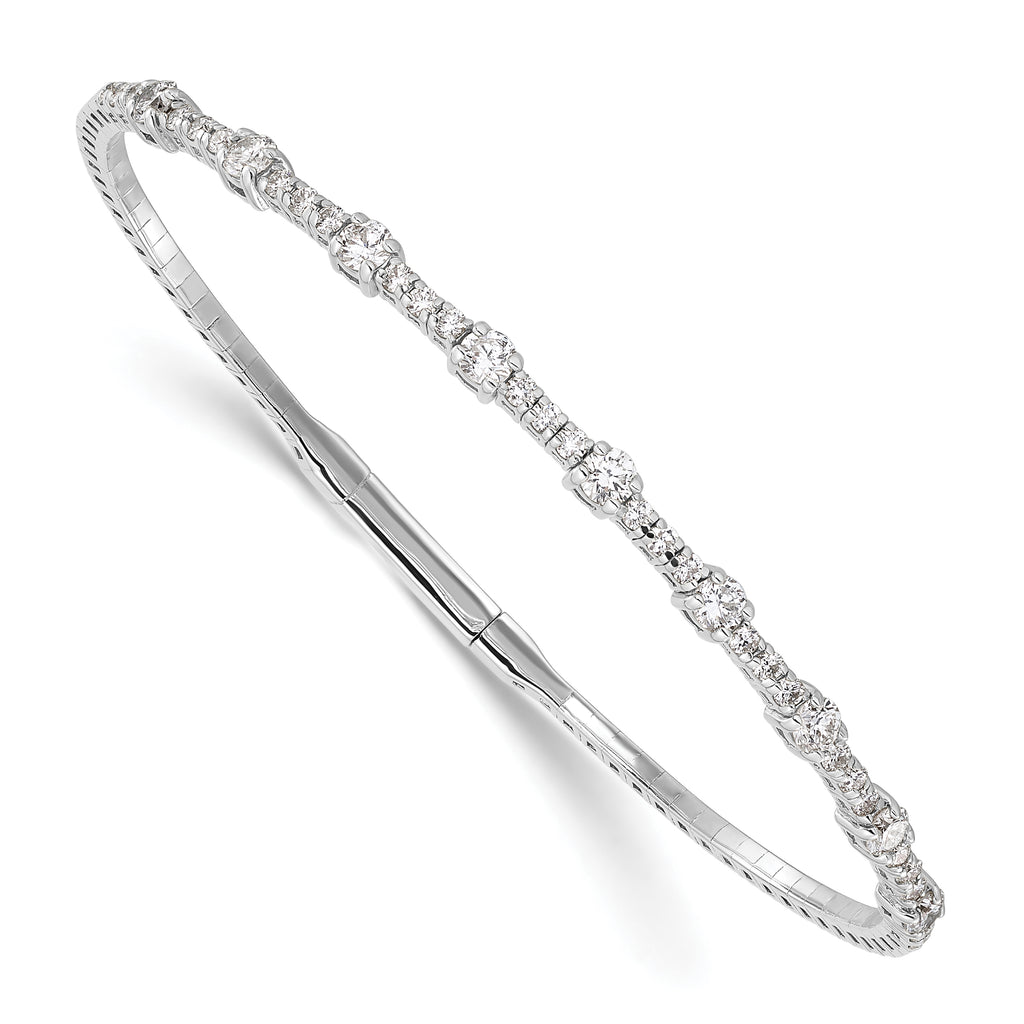 14k White Gold 1 1/3 carat Lab Grown Diamond VS/SI+ G+ Complete Bangle - Sophia Jewelers