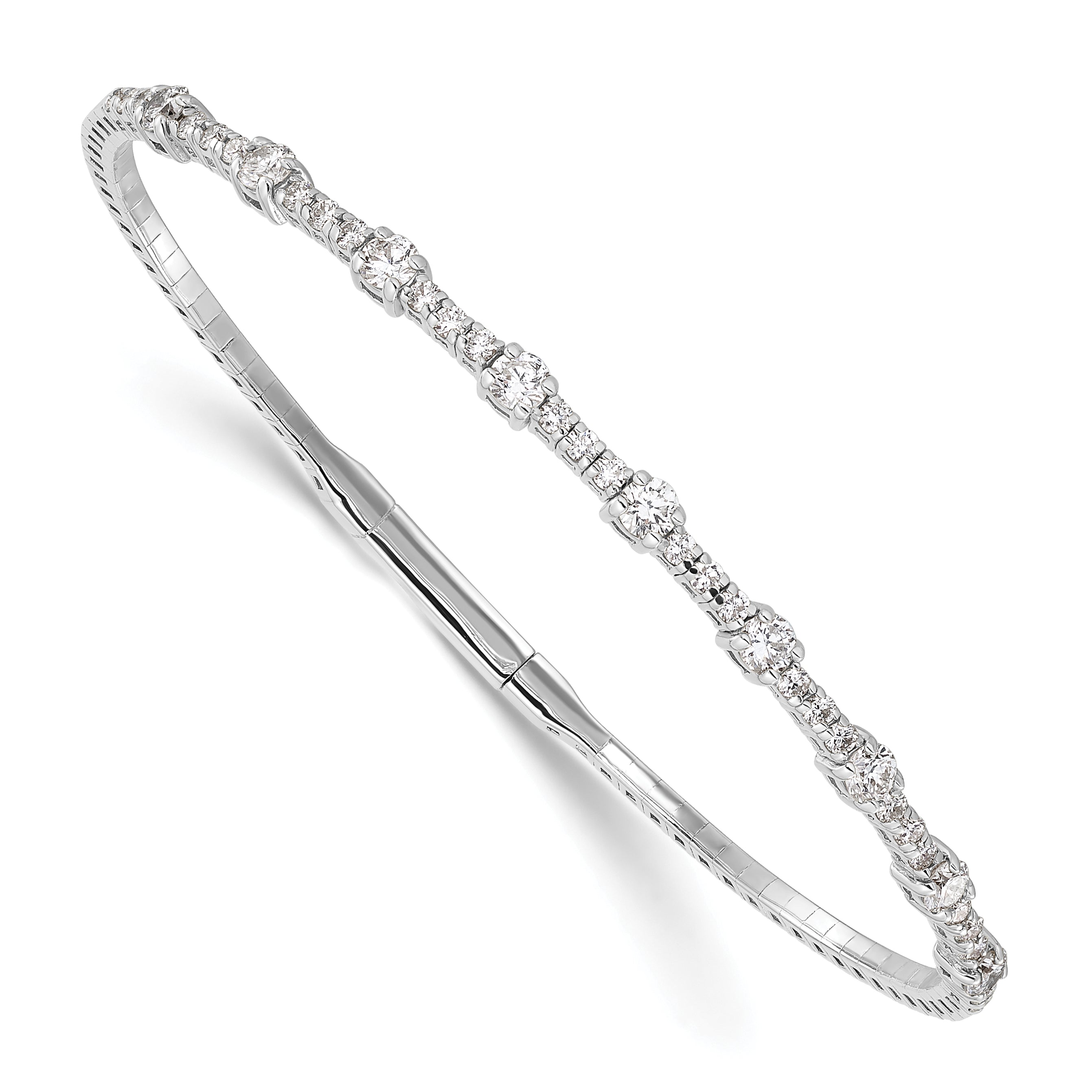 14k White Gold 1 1/3 carat Lab Grown Diamond VS/SI+ G+ Complete Bangle - Sophia Jewelers