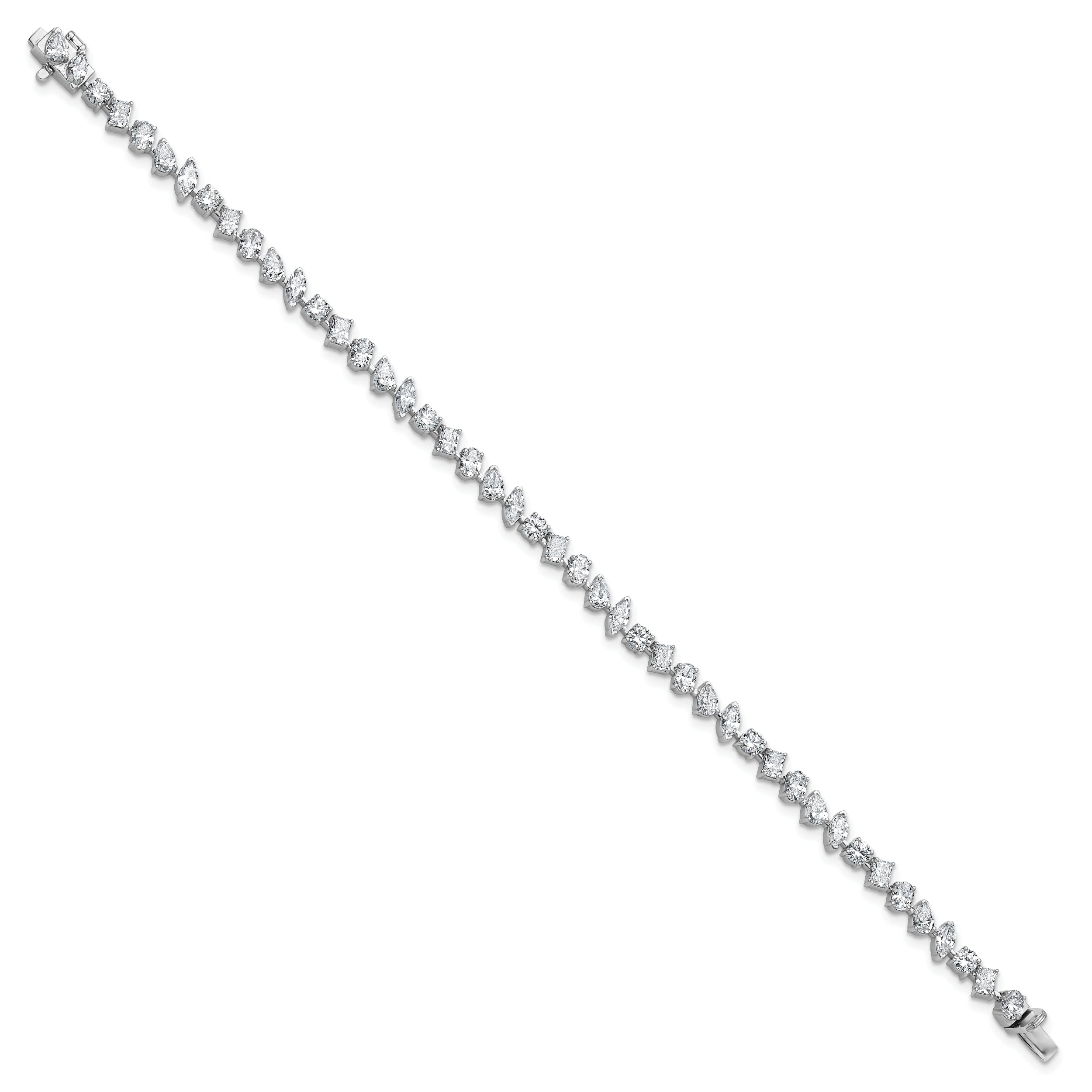 14k White Gold 5 1/3 carat Lab Grown Diamond VS/SI+ G+ Complete Multiple Shape Fashion Tennis Bracelet