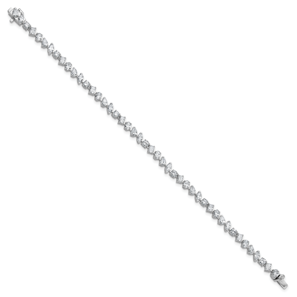 14k White Gold 5 1/3 carat Lab Grown Diamond VS/SI+ G+ Complete Multiple Shape Fashion Tennis Bracelet
