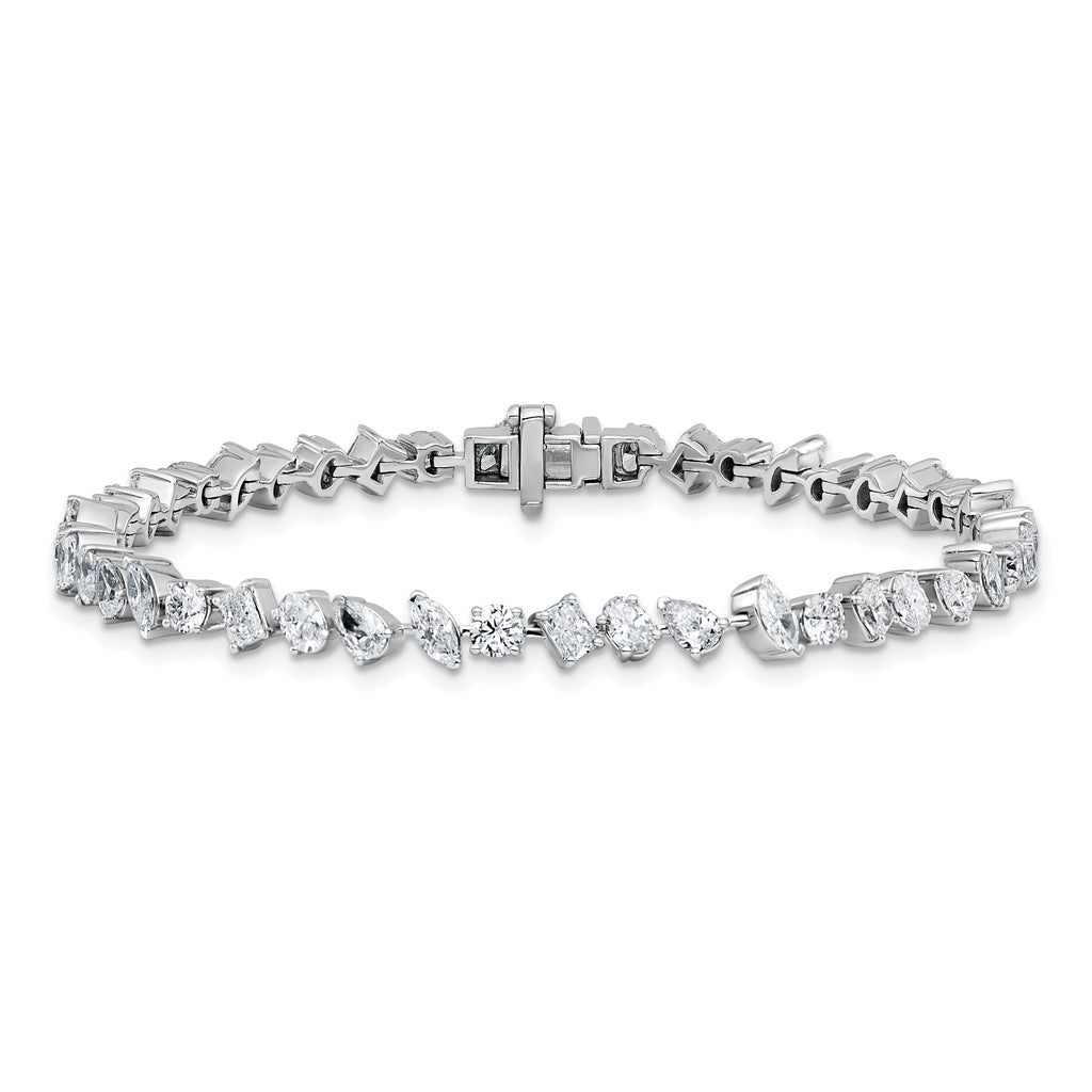14k White Gold 5 1/3 carat Lab Grown Diamond VS/SI+ G+ Complete Multiple Shape Fashion Tennis Bracelet