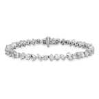 14k White Gold 5 1/3 carat Lab Grown Diamond VS/SI+ G+ Complete Multiple Shape Fashion Tennis Bracelet