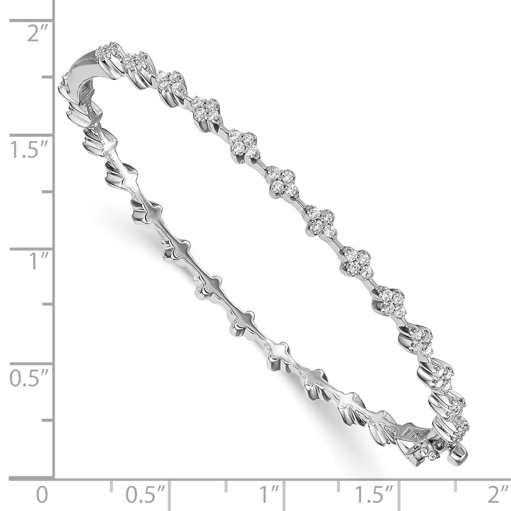 14k White Gold 1 carat Lab Grown Diamond VS/SI+ G+ Hinged Bangle Bracelet