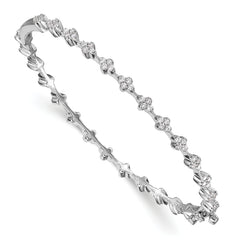 14k White Gold 1 carat Lab Grown Diamond VS/SI+ G+ Hinged Bangle Bracelet