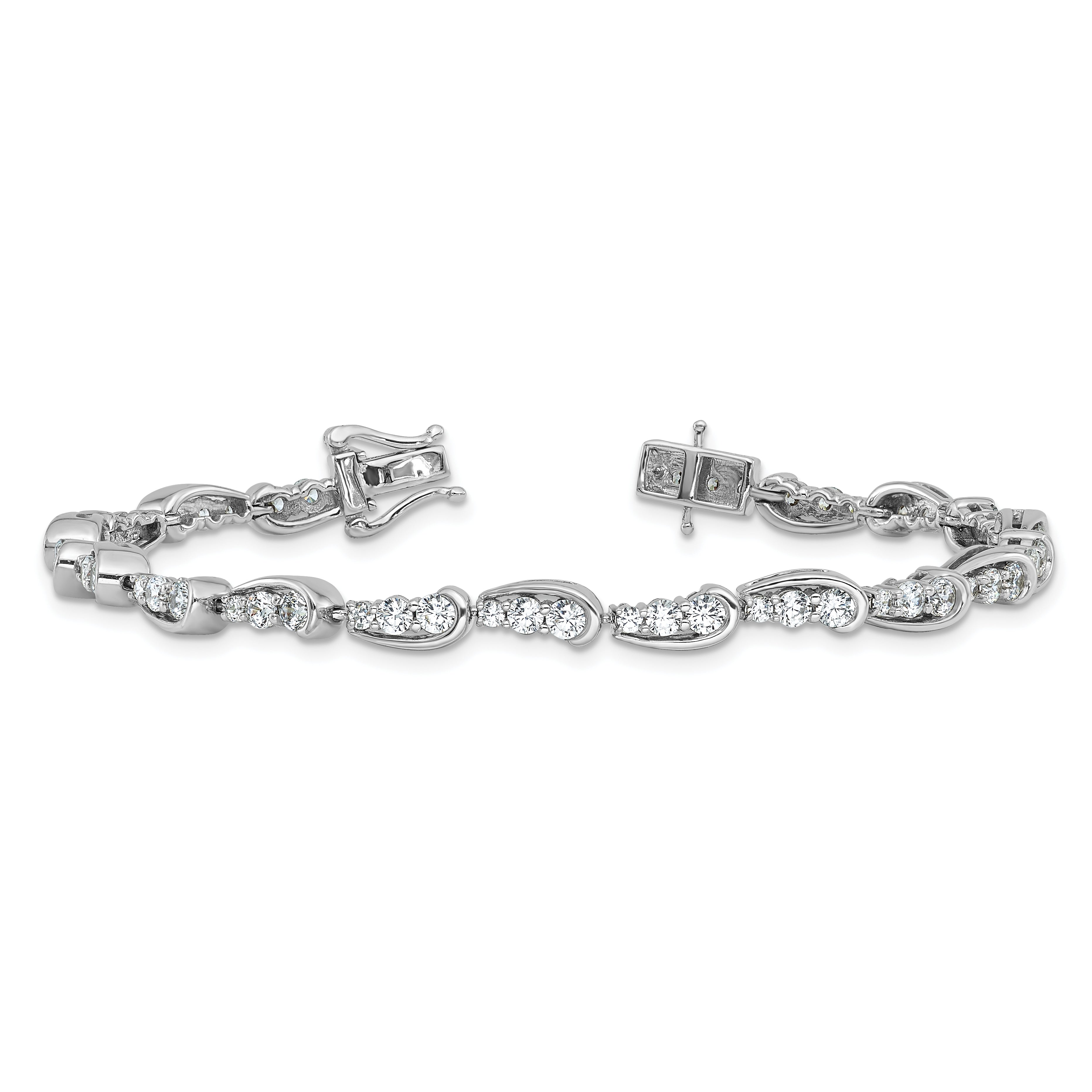 14k White Gold 3 3/8 carat Lab Grown Diamond VS/SI+ G+ 7 inch Bracelet
