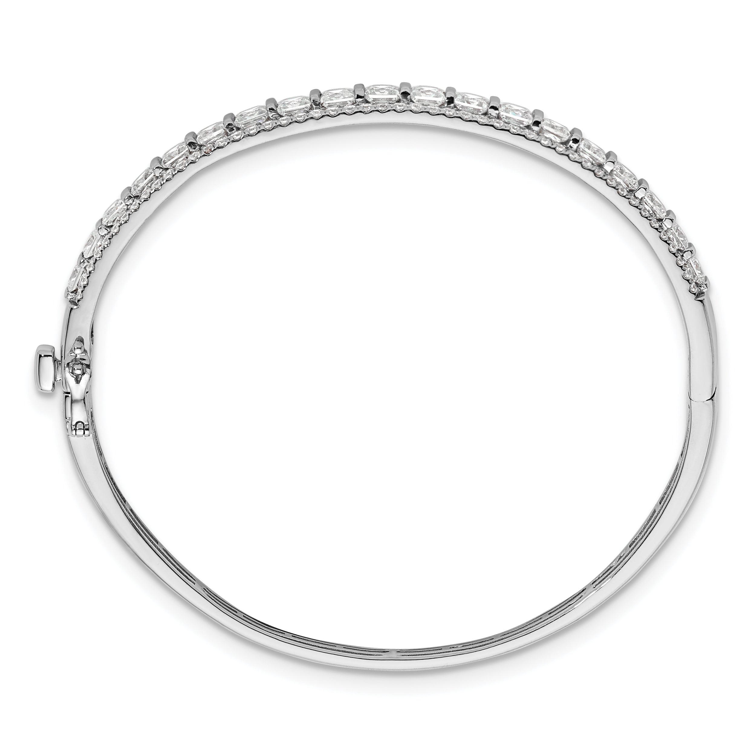 14k White Gold 5 carat Lab Grown Diamond VS/SI+ G+ Round and Princess Hinged Bangle Bracelet