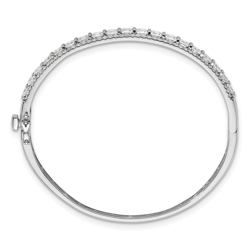 14k White Gold 5 carat Lab Grown Diamond VS/SI+ G+ Round and Princess Hinged Bangle Bracelet