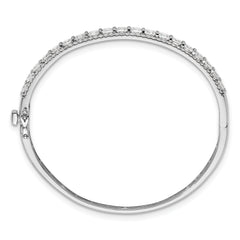 14k White Gold 5 carat Lab Grown Diamond VS/SI+ G+ Round and Princess Hinged Bangle Bracelet