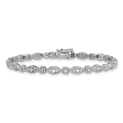 14k White Gold 1 carat Lab Grown Diamond VS/SI+ G+ 7 inch Fancy Bracelet