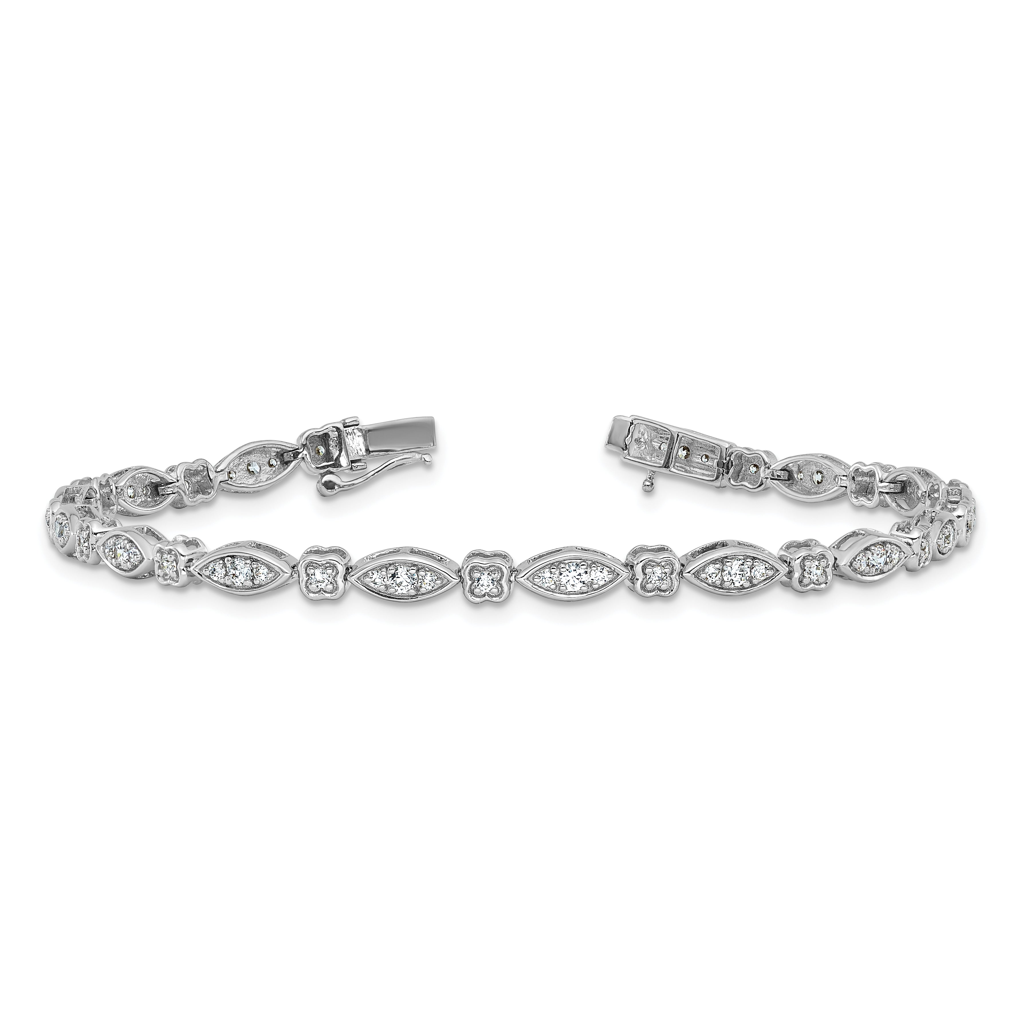 14k White Gold 1 carat Lab Grown Diamond VS/SI+ G+ 7 inch Fancy Bracelet