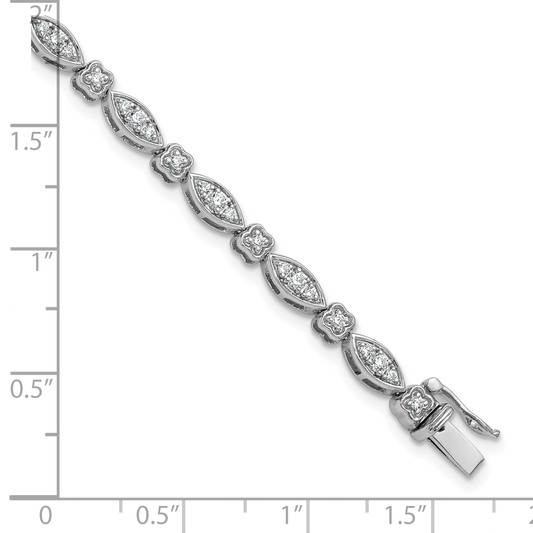 14k White Gold 1 carat Lab Grown Diamond VS/SI+ G+ 7 inch Fancy Bracelet