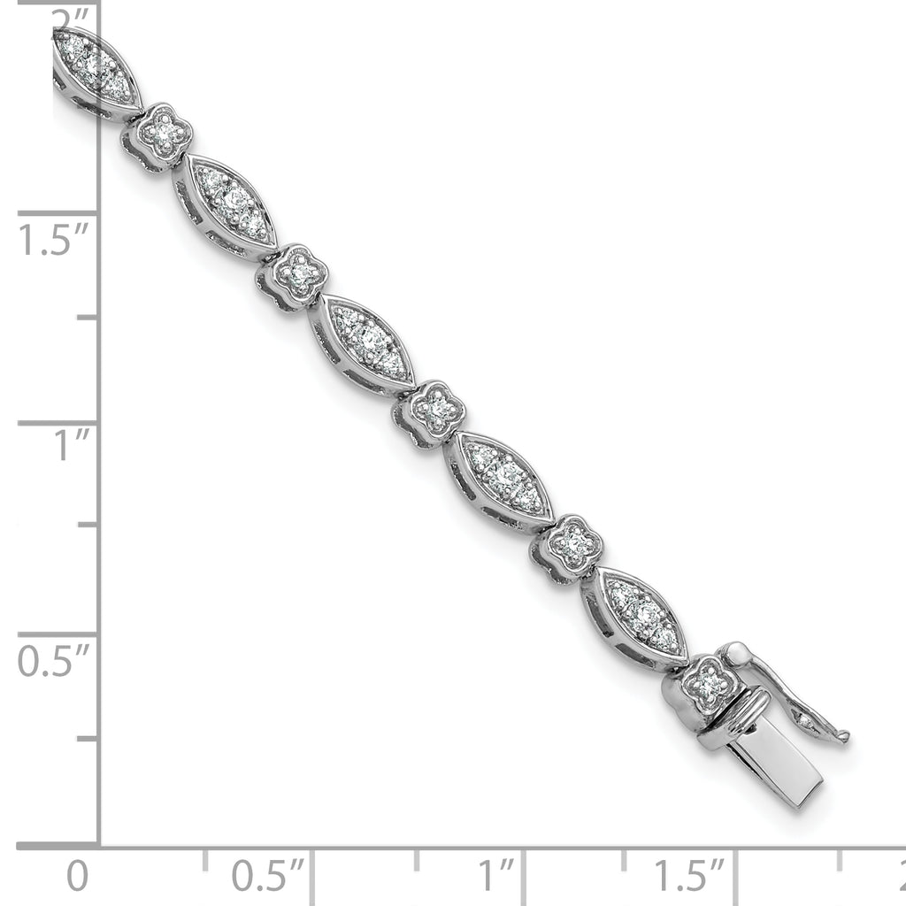 14k White Gold 1 carat Lab Grown Diamond VS/SI+ G+ 7 inch Fancy Bracelet