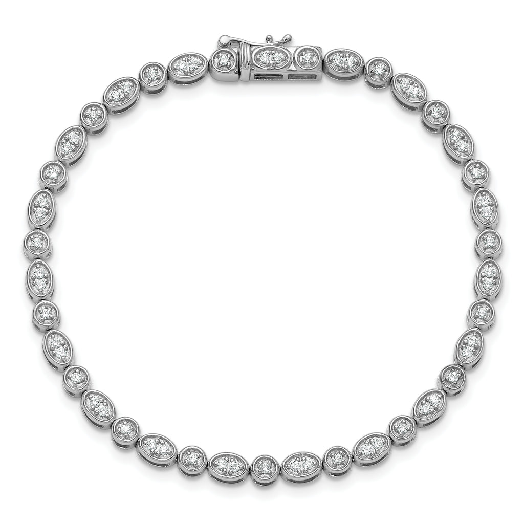 14k White Gold 7/8 carat Lab Grown Diamond VS/SI+ G+ 7 inch Fancy Bracelet