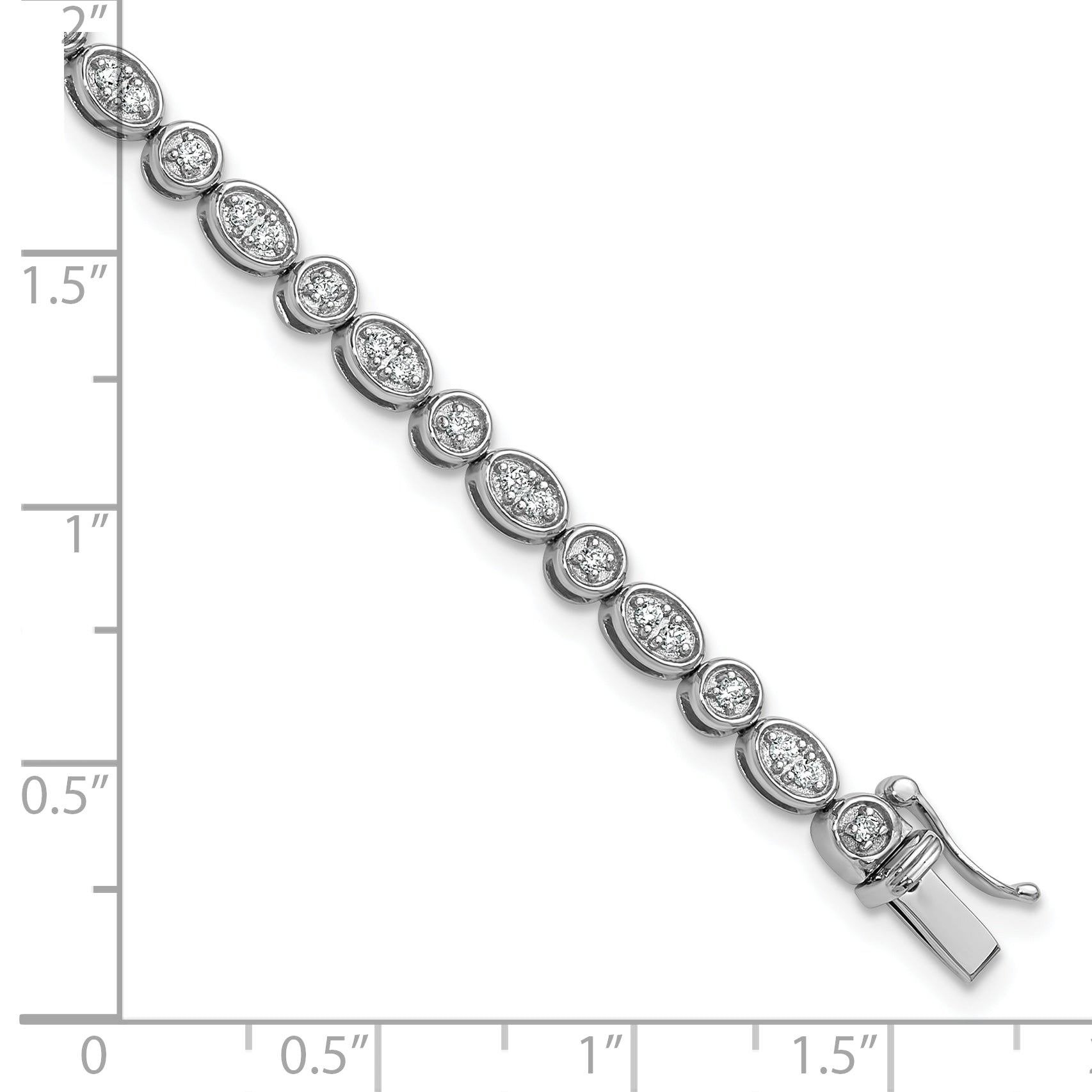 14k White Gold 7/8 carat Lab Grown Diamond VS/SI+ G+ 7 inch Fancy Bracelet