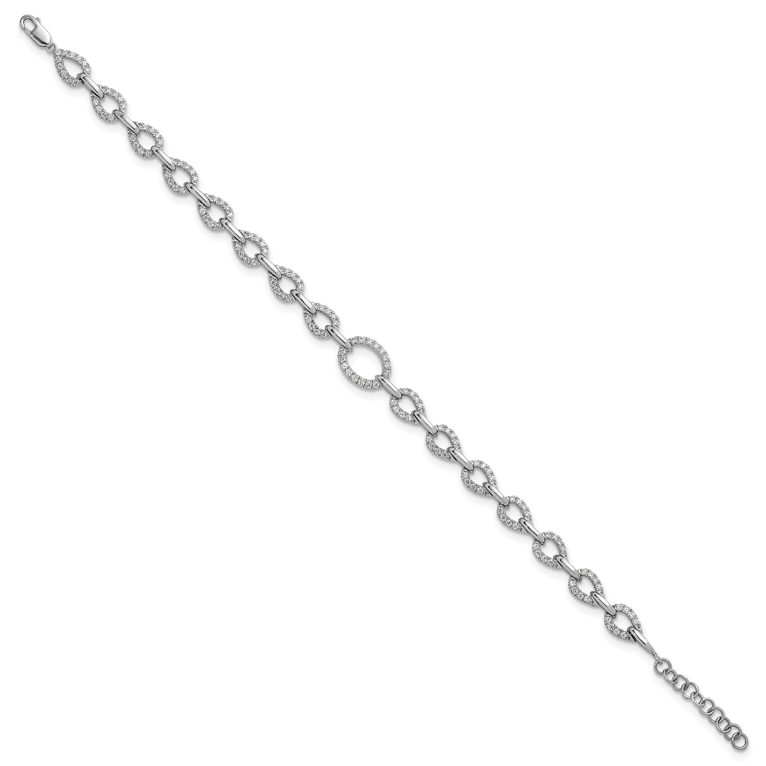 14k White Gold 1 3/8 carat Lab Grown Diamond VS/SI+ G+ 7 inch with 1 inch extenton Bracelet