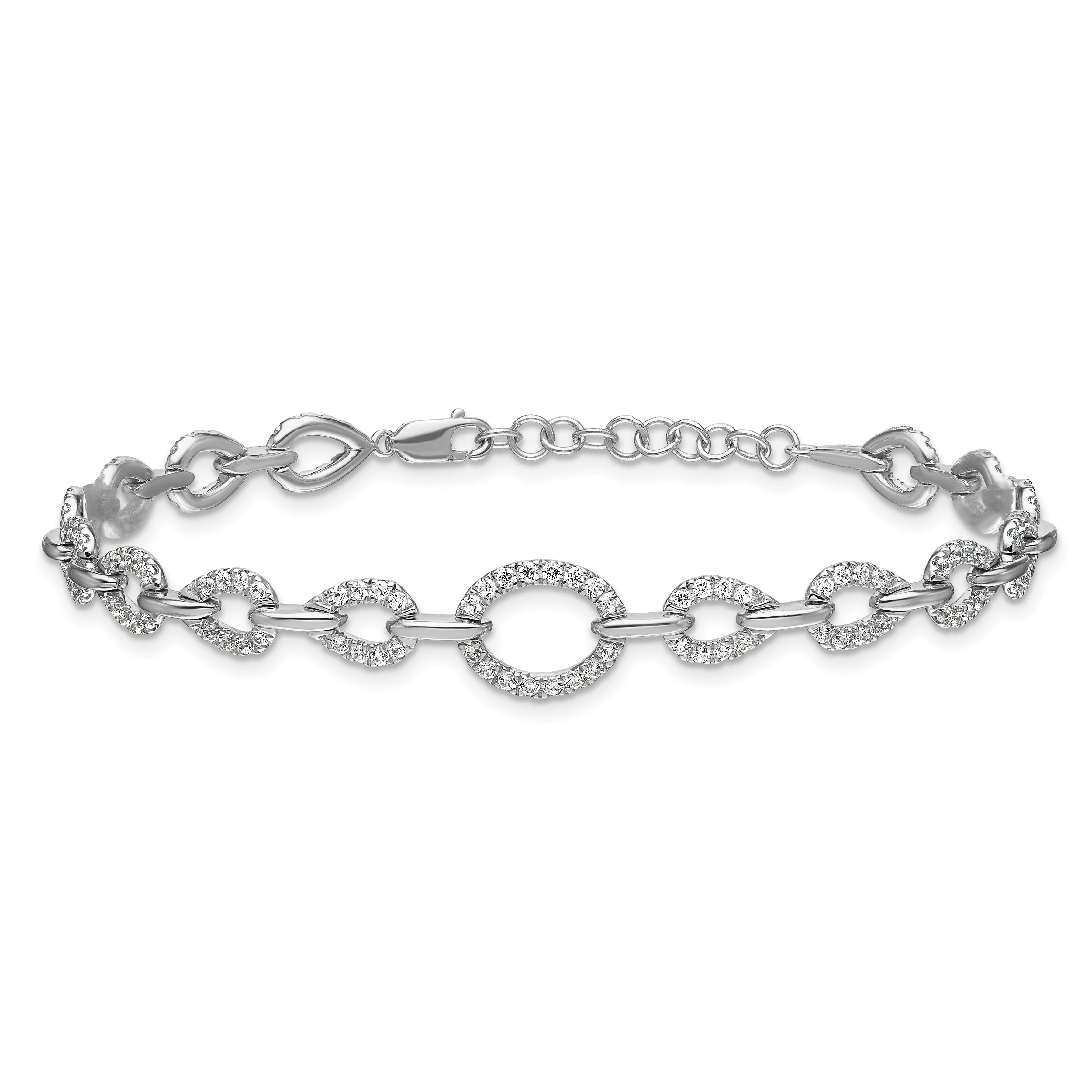 14k White Gold 1 3/8 carat Lab Grown Diamond VS/SI+ G+ 7 inch with 1 inch extenton Bracelet