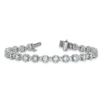 14k White Gold 11 carat Lab Grown Diamond VS/SI+ G+ Round and Oval 7 inch Fancy Tennis Bracelet