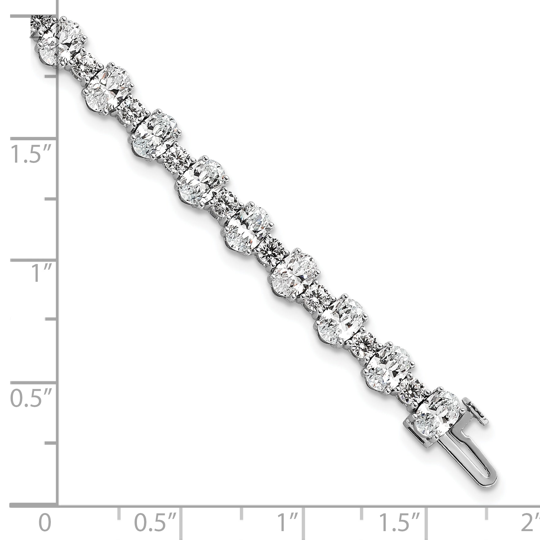 14k White Gold 11 carat Lab Grown Diamond VS/SI+ G+ Round and Oval 7 inch Fancy Tennis Bracelet
