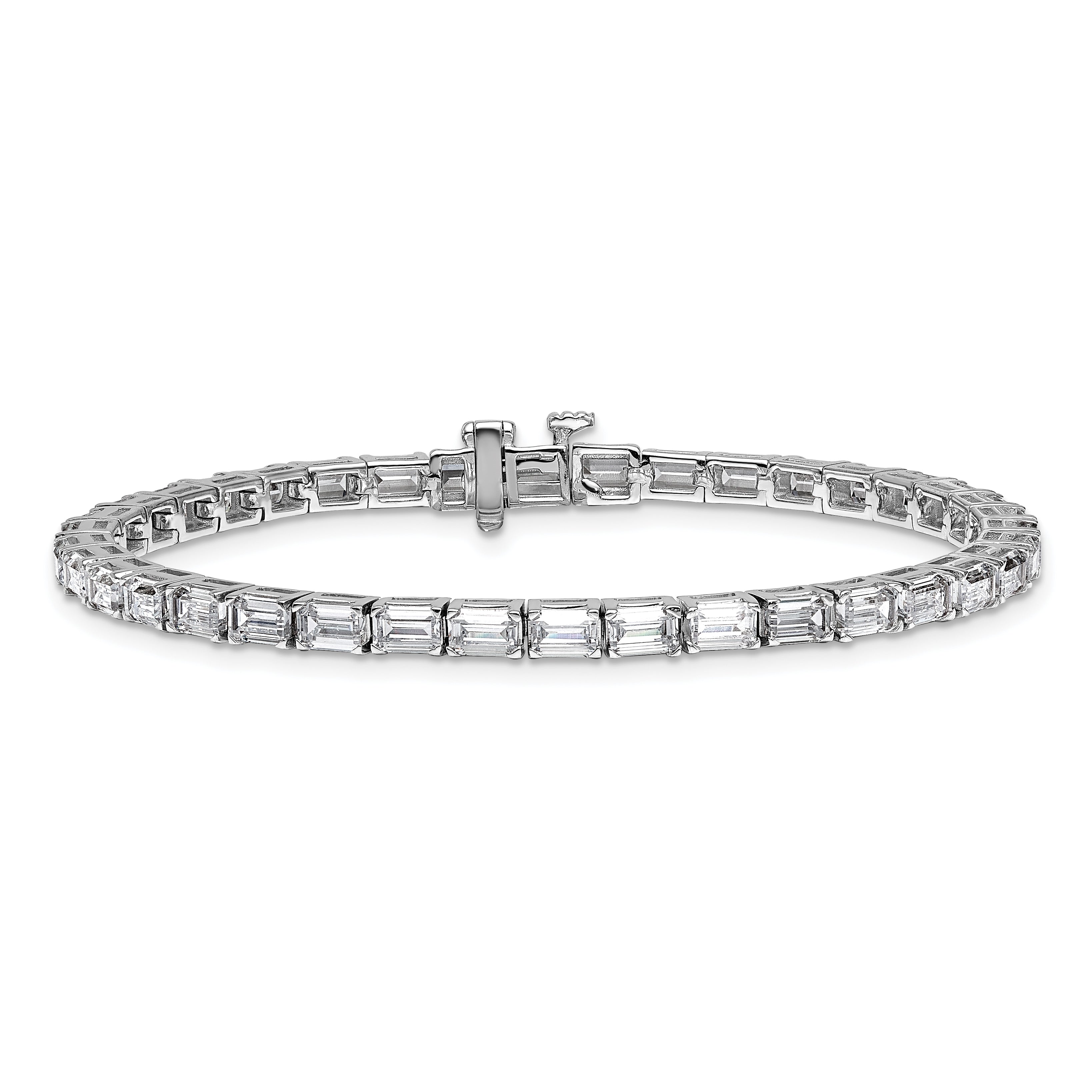 14k White Gold 10 carat Lab Grown Diamond VS/SI+ G+ Emerald Tennis Bracelet